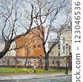 Spring day in Saint Petersburg, oil painting 123046536