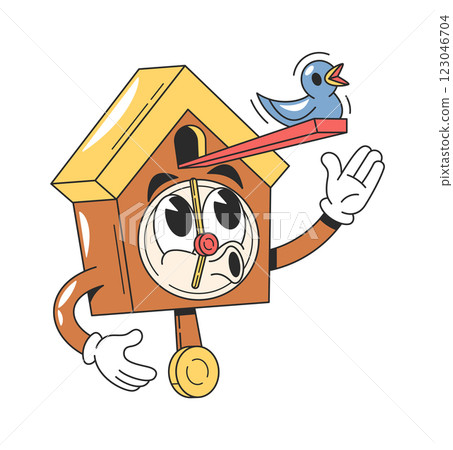 Cuckoo-clock character chirping comic character Cuckoo-clock character chirping comic character 123046704