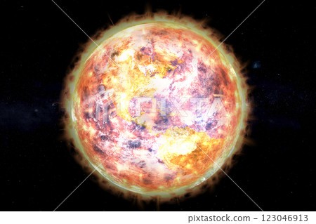 A dramatic transformation of Earth into the Sun. 123046913
