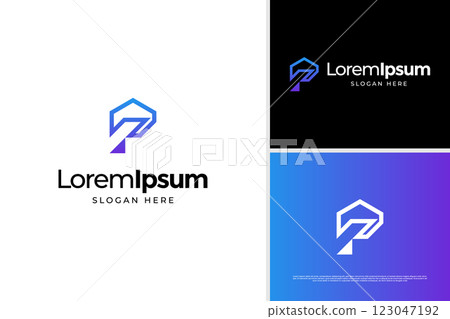 Modern letter P building house home logo vector illustration. Minimalist construction concept logo template 123047192
