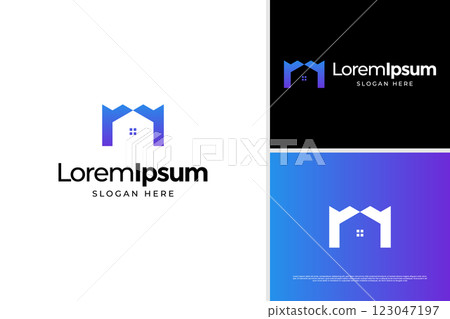 Modern letter M real estate logo vector design. Initial M hotel logo design template 123047197