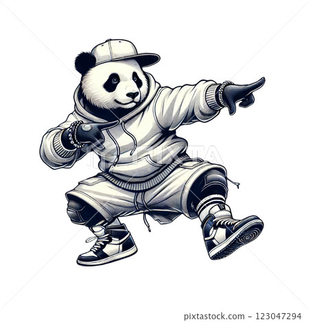 Rap Panda is a quirky wife Illustration Generative AI 123047294