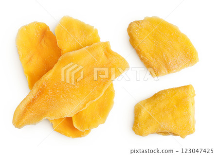 dried mango isolated on white background. Top view. Flat lay 123047425