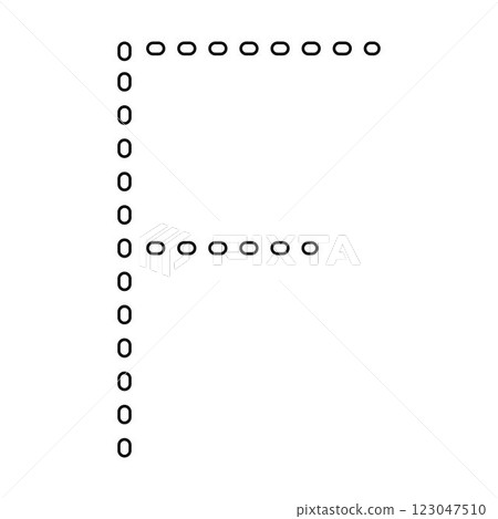 Tracing Alphabet letter F, prewriting dotted line element for kindergarten, preschool and Montessori school kids worksheet for handwriting practice activity. 123047510