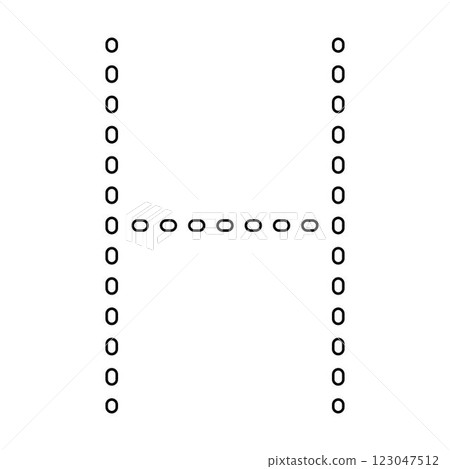 Tracing Alphabet letter H, prewriting dotted line element for kindergarten, preschool and Montessori school kids worksheet for handwriting practice activity. 123047512