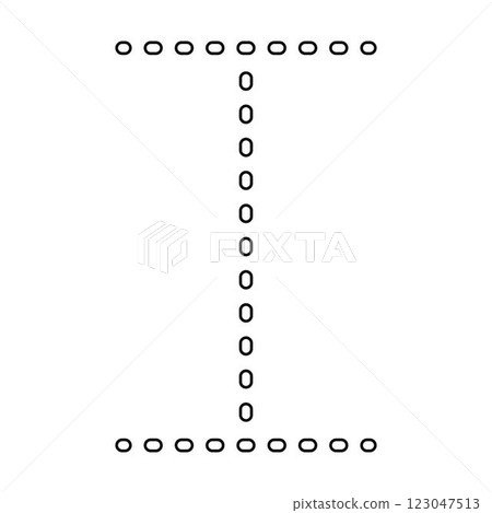 Tracing Alphabet letter I, prewriting dotted line element for kindergarten, preschool and Montessori school kids worksheet for handwriting practice activity. 123047513