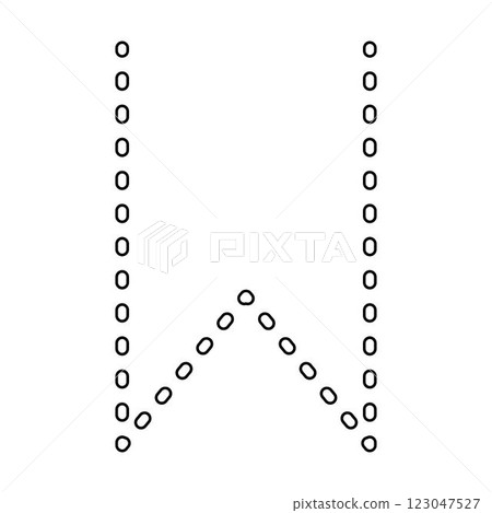 Tracing Alphabet letter W, prewriting dotted line element for kindergarten, preschool and Montessori school kids worksheet for handwriting practice activity. Tracing Alphabet letter W, prewriting dotted line element for kindergarten, preschool and Montessori school kids worksheet for handwriting practice activity. 123047527