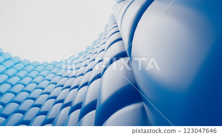 Abstract background with blue volumetric cylinders, futuristic 3D visualization, geometric pattern, perspective composition, minimalist design, modern wallpaper for phone or desktop 123047646