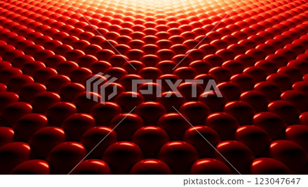 Abstract background of glossy red spheres, 3D rendering with light and shadow effect, futuristic texture, geometric pattern, shiny balls, digital visualization, red volumetric backdrop 123047647