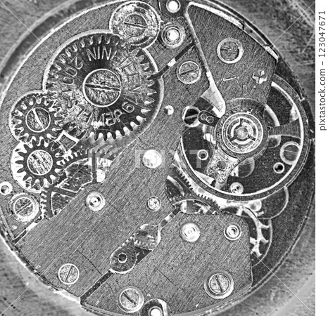 clockwork vintage mechanical watch, high resolution and detail 123047671