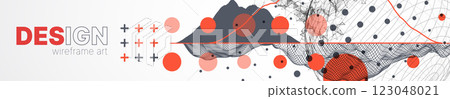 Abstract image of a wireframe sphere with a plexus effect. Science and technology creative theme. Vector. Abstract image of a wireframe sphere with a plexus effect. Science and technology creative theme. Vector. 123048021