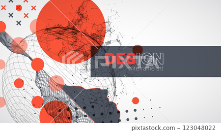Abstract image of a wireframe sphere with a plexus effect. Science and technology creative theme. Vector. Abstract image of a wireframe sphere with a plexus effect. Science and technology creative theme. Vector. 123048022