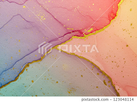 金箔和紙 - 彩色和紙紋理（AI 生成的圖像） 123048114