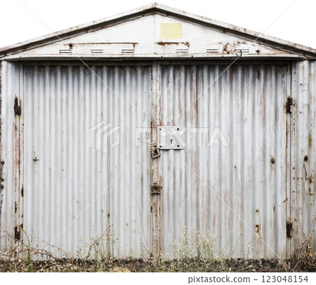 old metal warehouse door, hangar old metal warehouse door, hangar 123048154