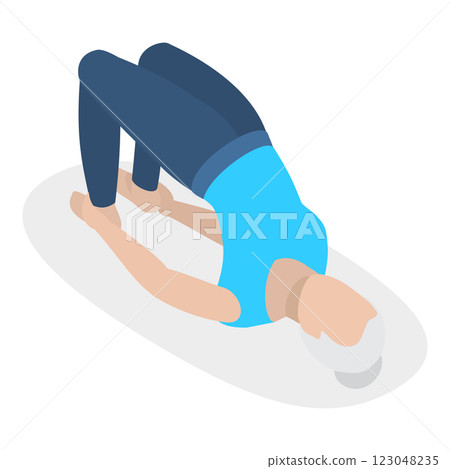3D Isometric Flat Vector Illustration of Chakra Systems , Collection of Yoga Poses for Women. Item 7 123048235