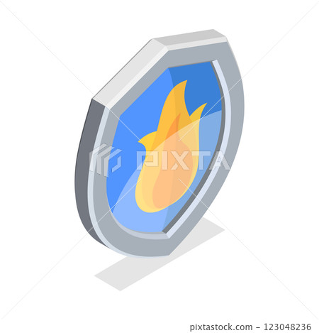 3D Isometric Flat Vector Set of Protection Proof, Signs of Resistance to External Infulence. Item 7 123048236