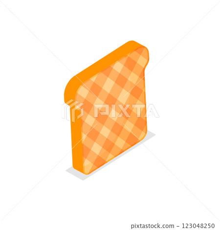 3D Isometric Flat Vector Set of Breakfast Toasted Bread, Baked Bread Products. Item 3 123048250