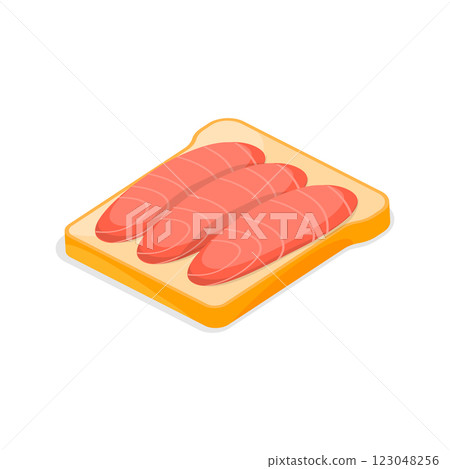 3D Isometric Flat Vector Illustration of Tasty Breakfast, Healthy Toasts Set. Item 7 3D Isometric Flat Vector Illustration of Tasty Breakfast, Healthy Toasts Set. Item 7 123048256