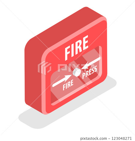 3D Isometric Flat Vector Set of Fire Alarm Equipment, Prevention, Emergency. Item 3 123048271