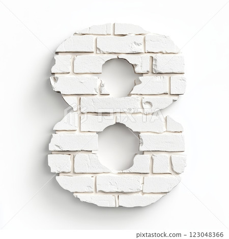 Number 8 in white brick texture with oval-shape design. Number 8 in white brick texture with oval-shape design. 123048366