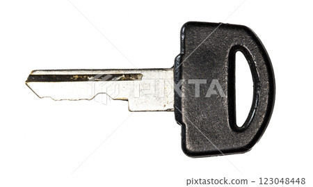 old metal key isolated on white background, high resolution photo 123048448