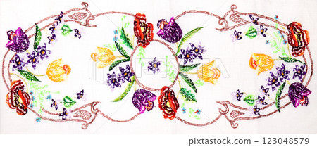 Ukrainian embroidery, folk arts and crafts 123048579