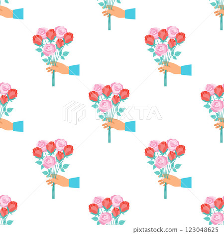 hands holding flowers pattern 123048625