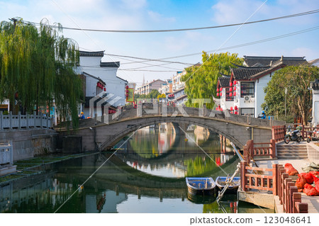 Qibao Ancient Town, a water town in Shanghai, China 123048641