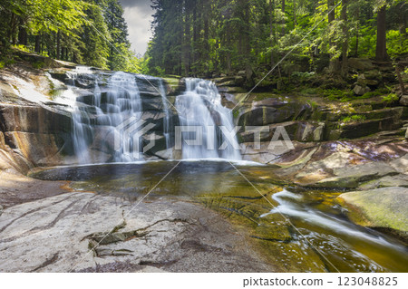 Waterfall Mumlava near Harachov, Giant Mountains (Krkonose), Eastern Bohemia, Czech Republic 123048825