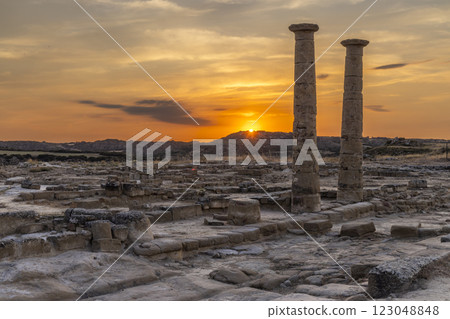 Los Banales, Roman archaeological site near Uncastillo, Province of Zaragoza, Spain Los Banales, Roman archaeological site near Uncastillo, Province of Zaragoza, Spain 123048848