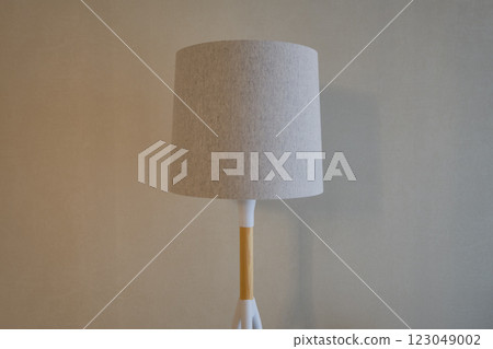 Modern lamp design showcased in a minimalist interior space during daylight hours 123049002