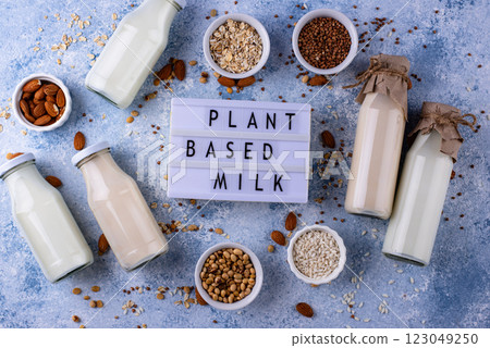 Plant based vegan non dairy alternative milk 123049250