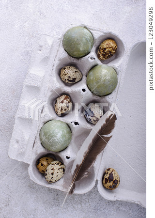 Festive Easter paintd green eggs Festive Easter paintd green eggs 123049298
