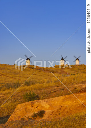 Windmills near Alcazar de San Juan, Toledo, Castilla La Mancha, Spain 123049349