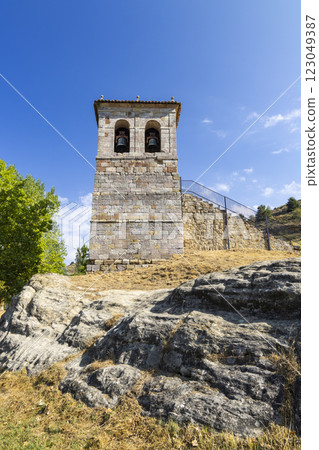 Rock carved hermitage of Saints Justus and Pastor, Olleros de Pisuerga (Iglesia de los Santos Justo y Pastor), Aguilar de Campoo, Castilla y Leon, Spain Rock carved hermitage of Saints Justus and Pastor, Olleros de Pisuerga (Iglesia de los Santos Justo y Pastor), Aguilar de Campoo, Castilla y Leon, Spain 123049387