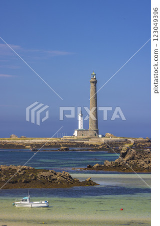Virgin Island Lighthouse (Phare de Lile Vierge), Plouguerneau, Finistere, Brittany, France Virgin Island Lighthouse (Phare de Lile Vierge), Plouguerneau, Finistere, Brittany, France 123049396