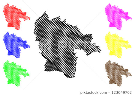 Metropolitan Borough of St Helens (United Kingdom of Great Britain and Northern Ireland, Metropolitan and ceremonial county Merseyside, England) map vector illustration, scribble sketch map 123049702
