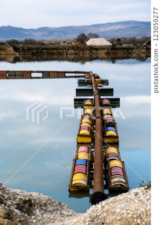 Tube floating in a lake Tube floating in a lake 123050277