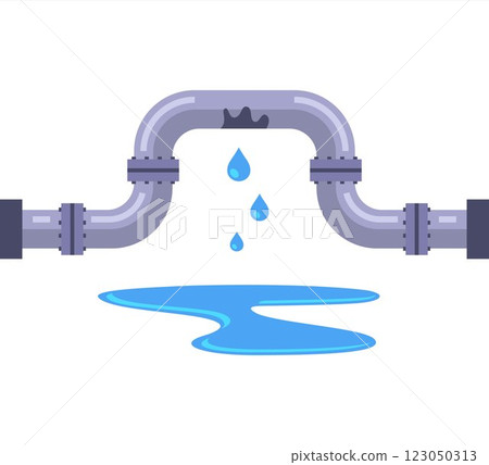 water flows from iron pipes. 123050313