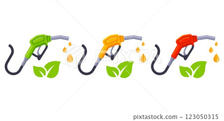 collection of colorful gasoline gun for cars. collection of colorful gasoline gun for cars. 123050315