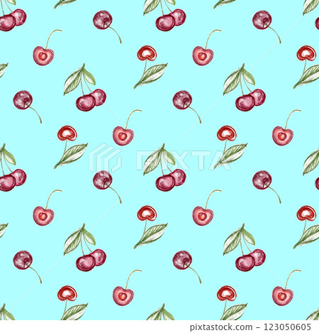 Cherry seamless girly pattern with fruit and berry 123050605