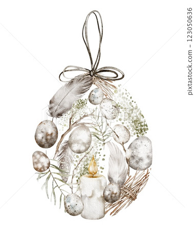 Easter egg Watercolor illustration decoration in vintage style 123050636