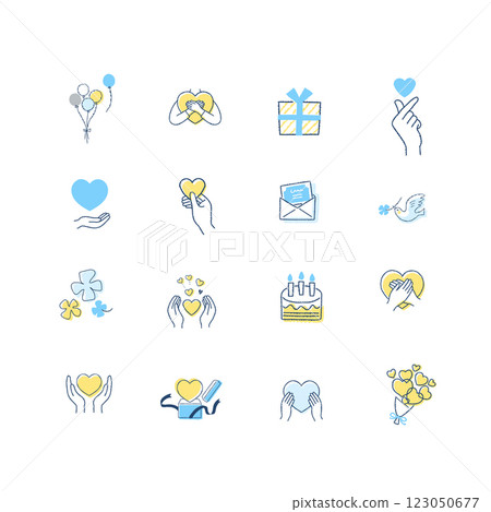 Heart and gift icon set 123050677