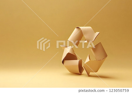 Cardboard recycling symbol promoting environmental awareness and sustainability Cardboard recycling symbol promoting environmental awareness and sustainability 123050759