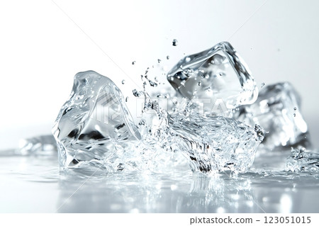 Ice cubes splashing into water creating refreshing splashes 123051015