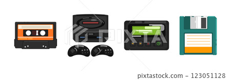 Different Retro Gadget and Electronic Device Vector Set 123051128