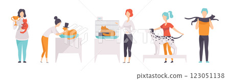 People with Cat and Dog of Different Breed Vector Set People with Cat and Dog of Different Breed Vector Set 123051138