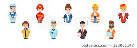 People of Different Occupation Wearing Uniform Portrait Vector Set 123051147