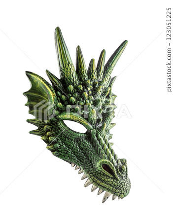 Mask of green dragon isolated on white background with clipping path Mask of green dragon isolated on white background with clipping path 123051225