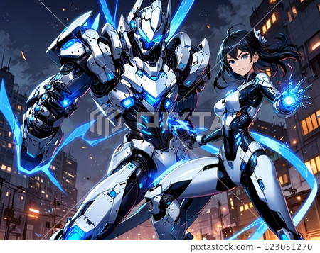 Robot and beautiful girl pilot 123051270